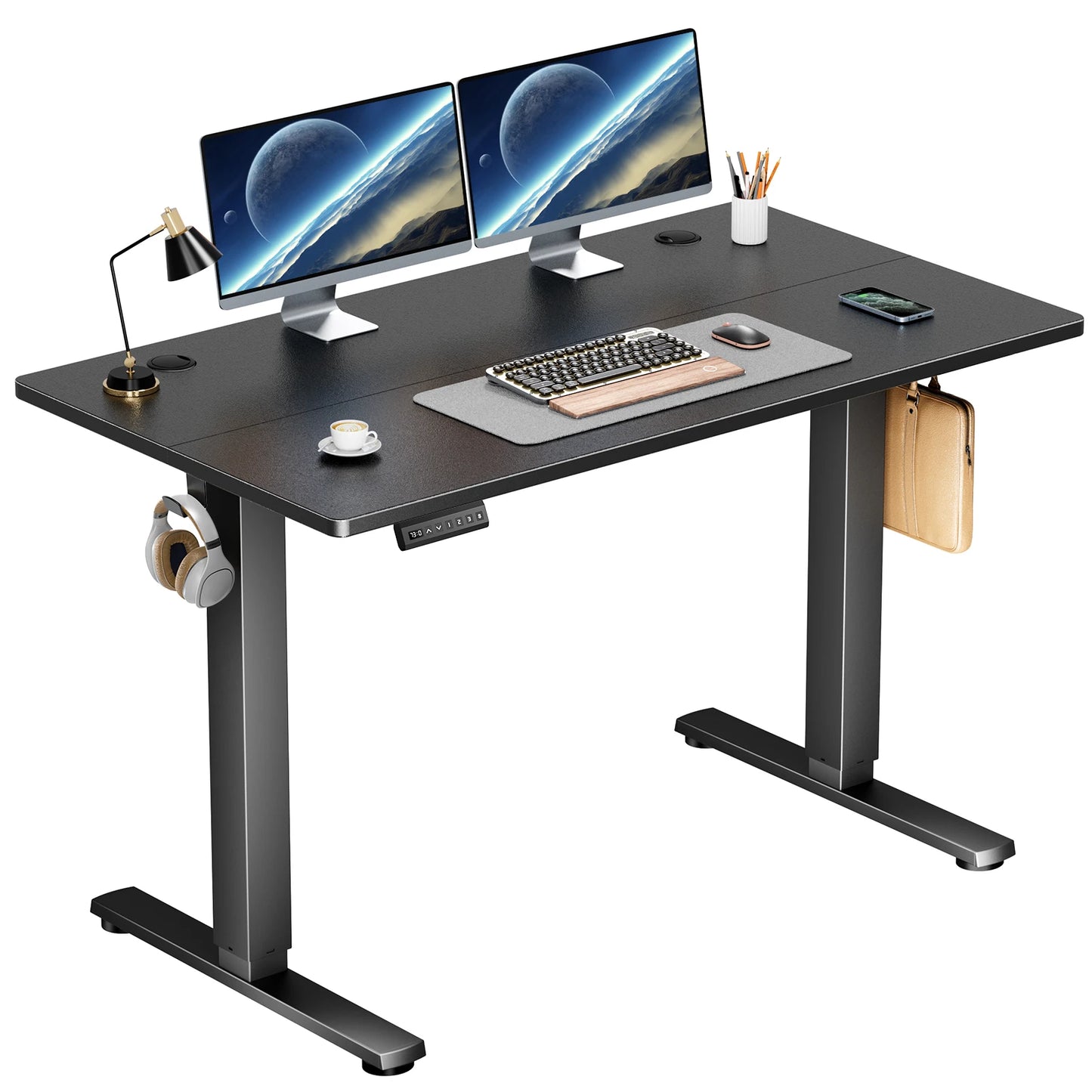 Electric Standing Desk - Height Adjustable 40x24 Inch Sit Stand Workstation with Memory Buttons