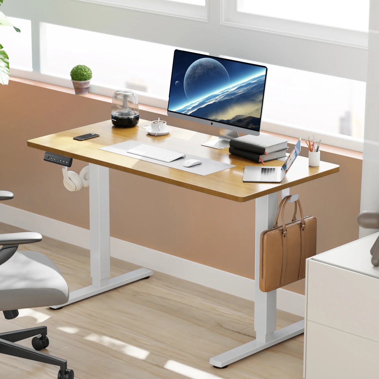 Electric Standing Desk - Height Adjustable 40x24 Inch Sit Stand Workstation with Memory Buttons