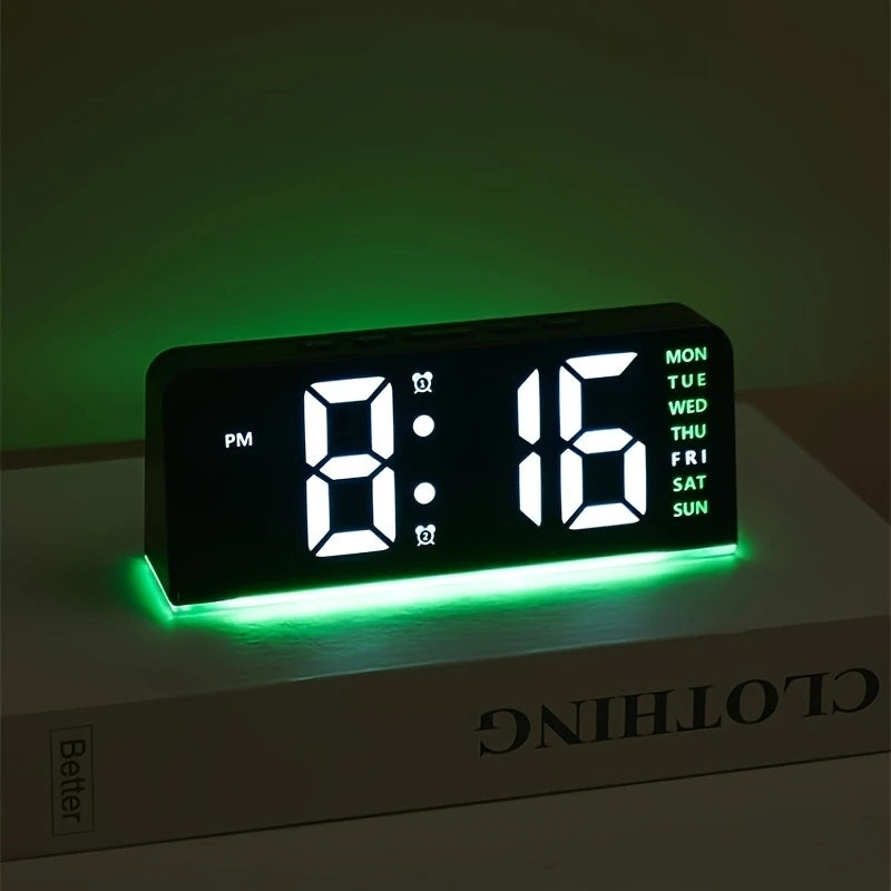 Digital LED Alarm Clock Night Light Time Temperature Display Desktop Table Clock
