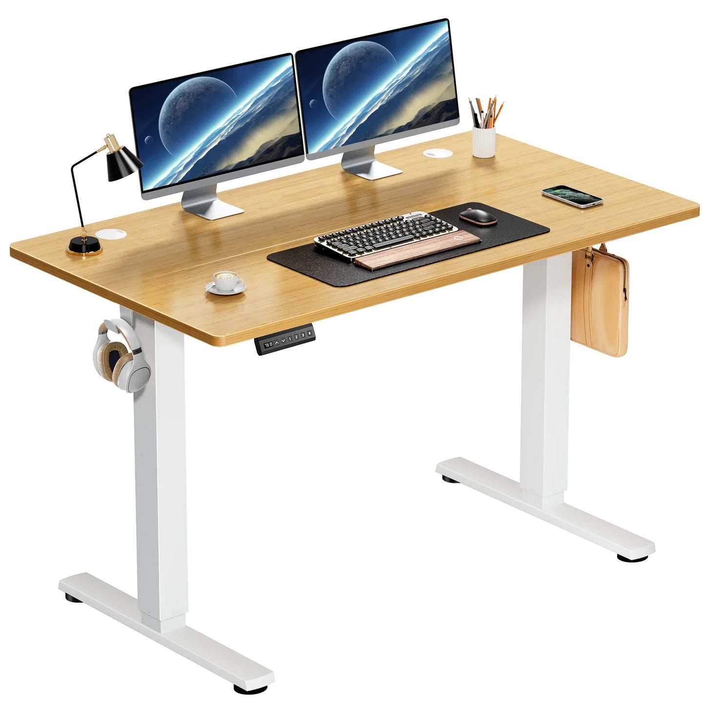 Electric Standing Desk - Height Adjustable 40x24 Inch Sit Stand Workstation with Memory Buttons
